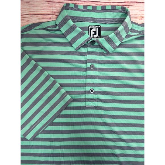 FootJoy Green and Black Striped Polo Shirt - Picture 3 of 5